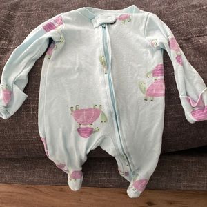 Carters Teal and purple turtle pjs, double zipper. Size NB